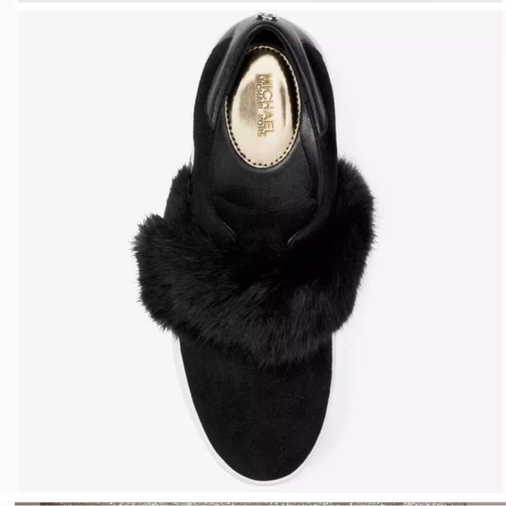 Michael Michael Kors Maven Black Suede and Rabbit Fur Size 6 Women’s Slip ons